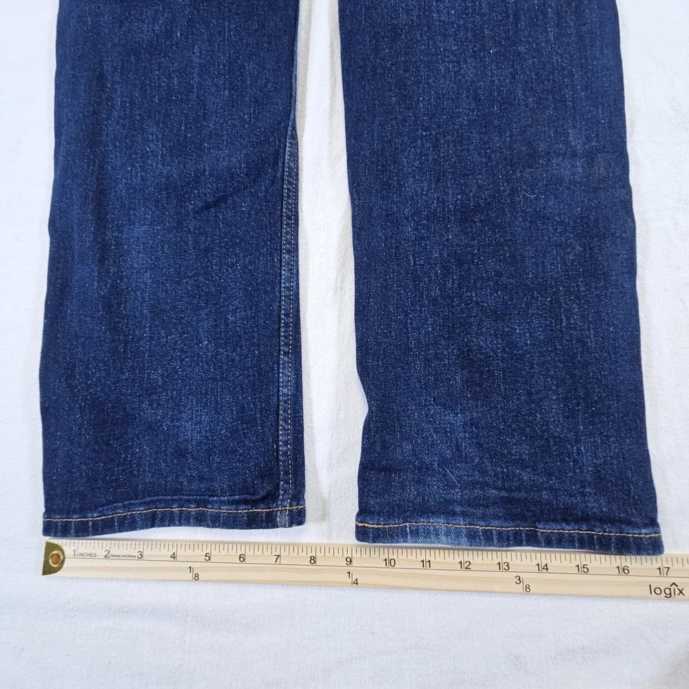 Levi's 505 Jeans Mens 36 32 Regular Fit Straight Leg Jeans Dark Wash Red 